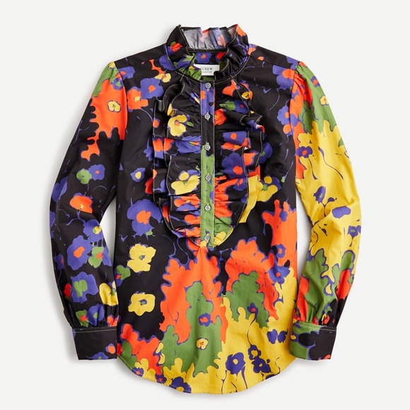 J. Crew Tops - J. Crew Ruffle-Front Classic-Fit Boy Shirt in Ratti® Melting Floral Size Medium